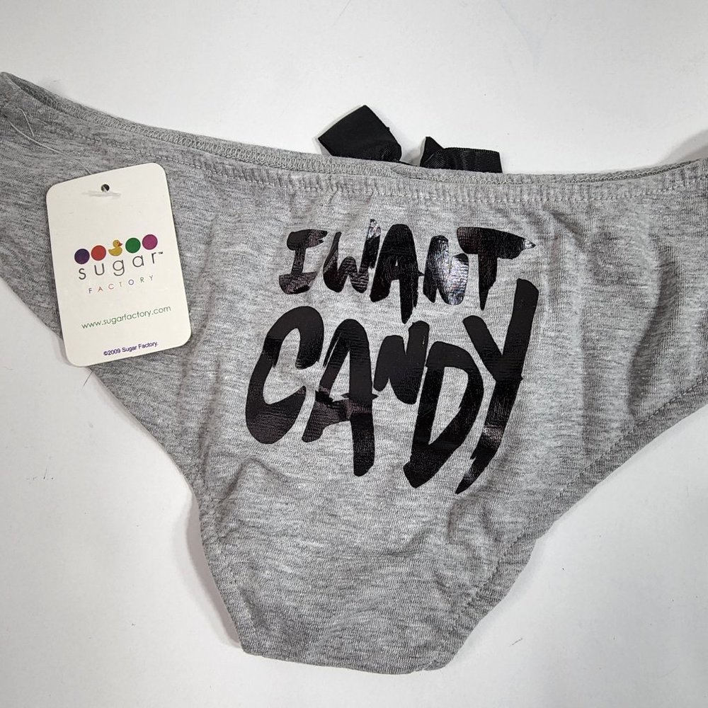 Sugarfactory Gray "I Want Candy" bikini underwear NWT